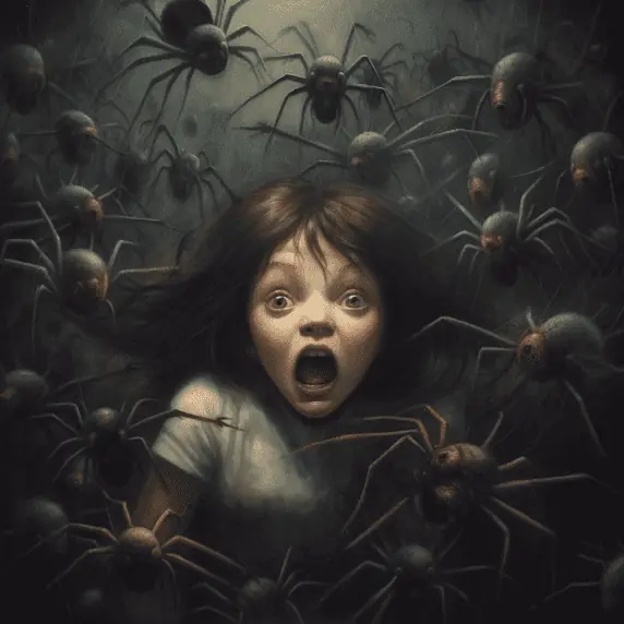 femme atteinte de la peur des araignées ou arachnophobie